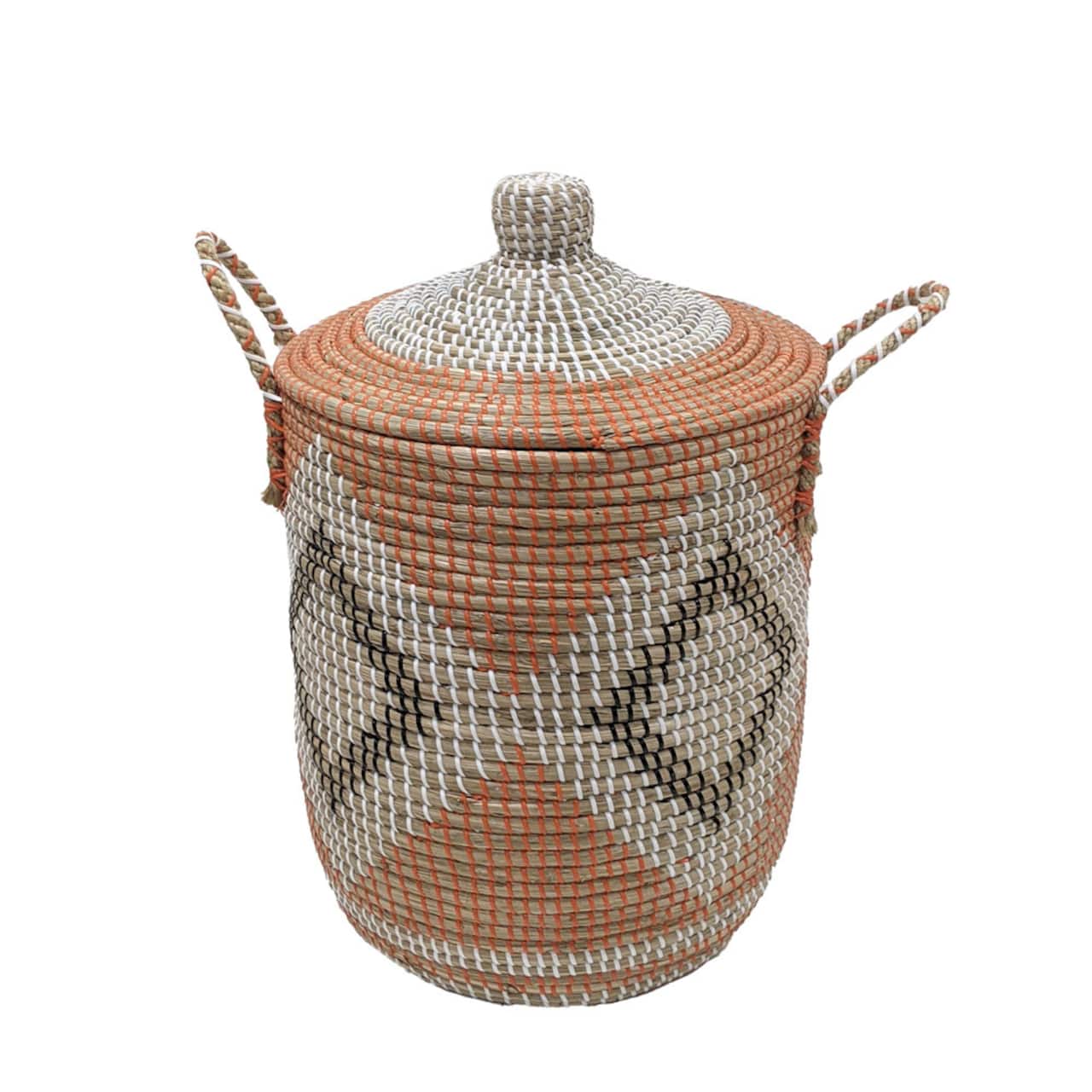 21" Orange Seagrass Basket with Lid by Ashland®